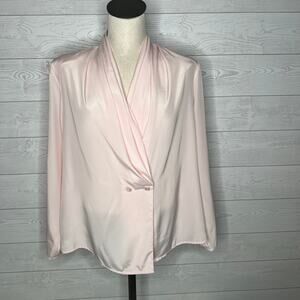 David Matthew 80's Vintage pale pink semi-sheer blouse Size 14